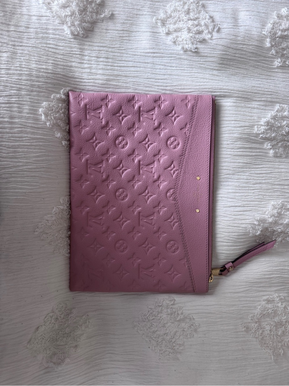 Louis Vuitton Pink Embossed Monogram Zip Pouch